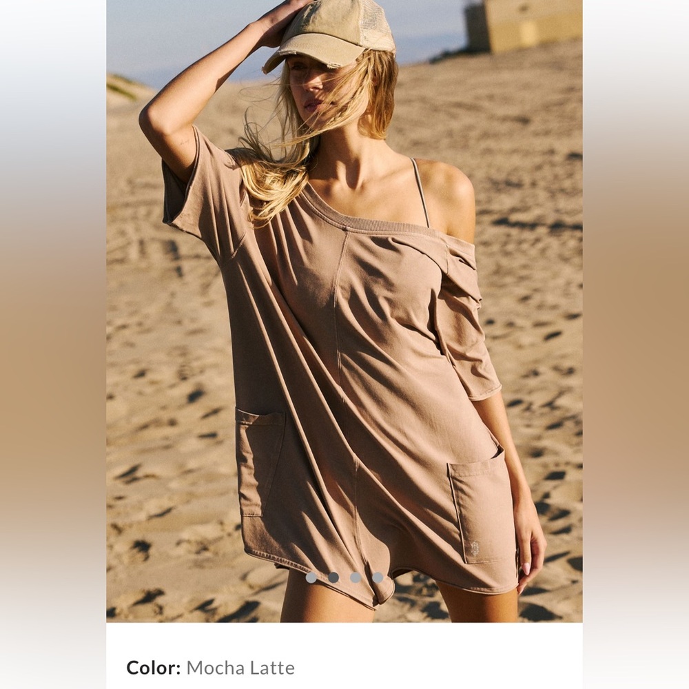 FP Movement by Free People Mocha Latte Hot Shot Tee Romper